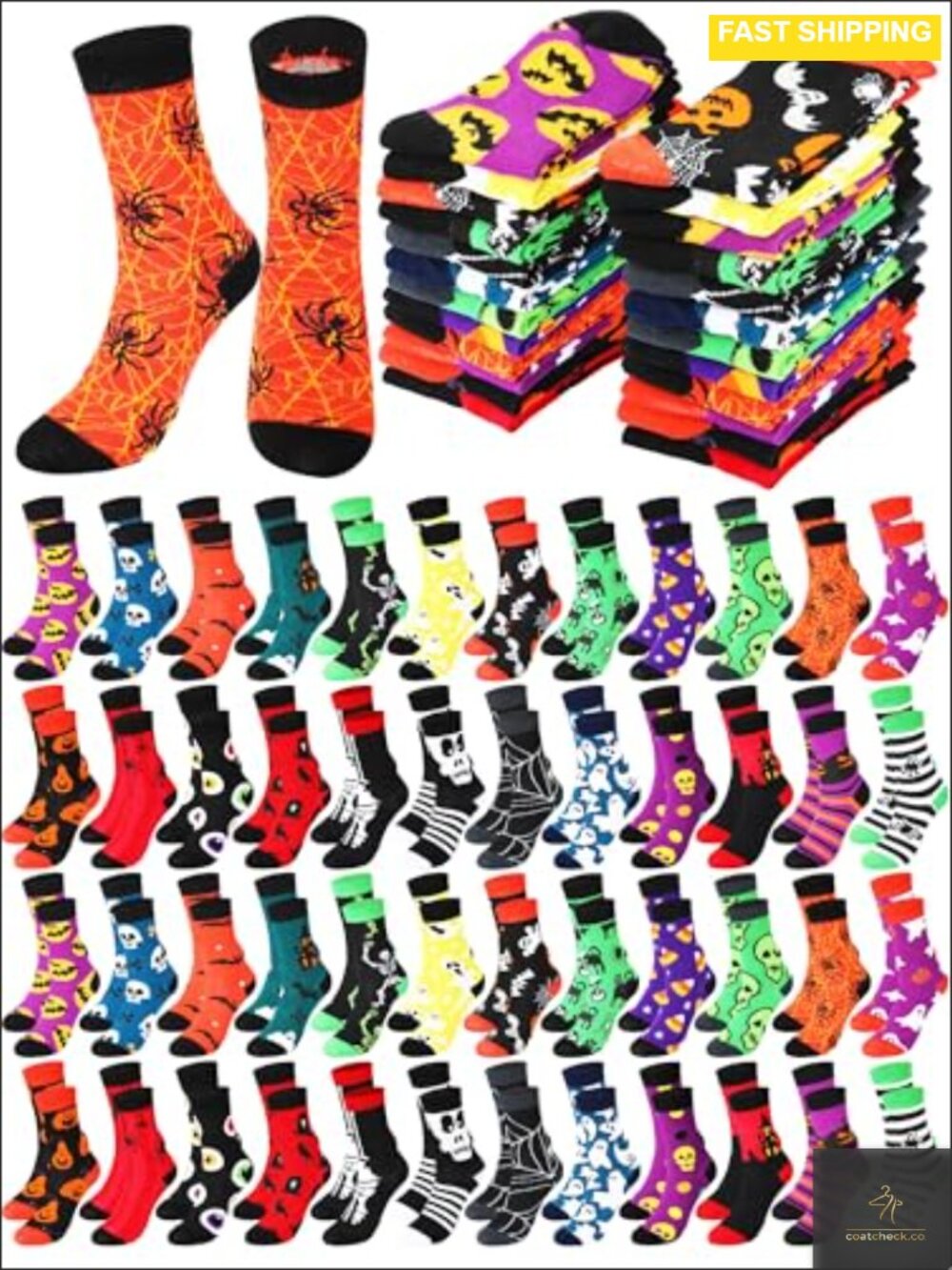48 Pairs Halloween Socks Women Men Novelty Crew Gift Set